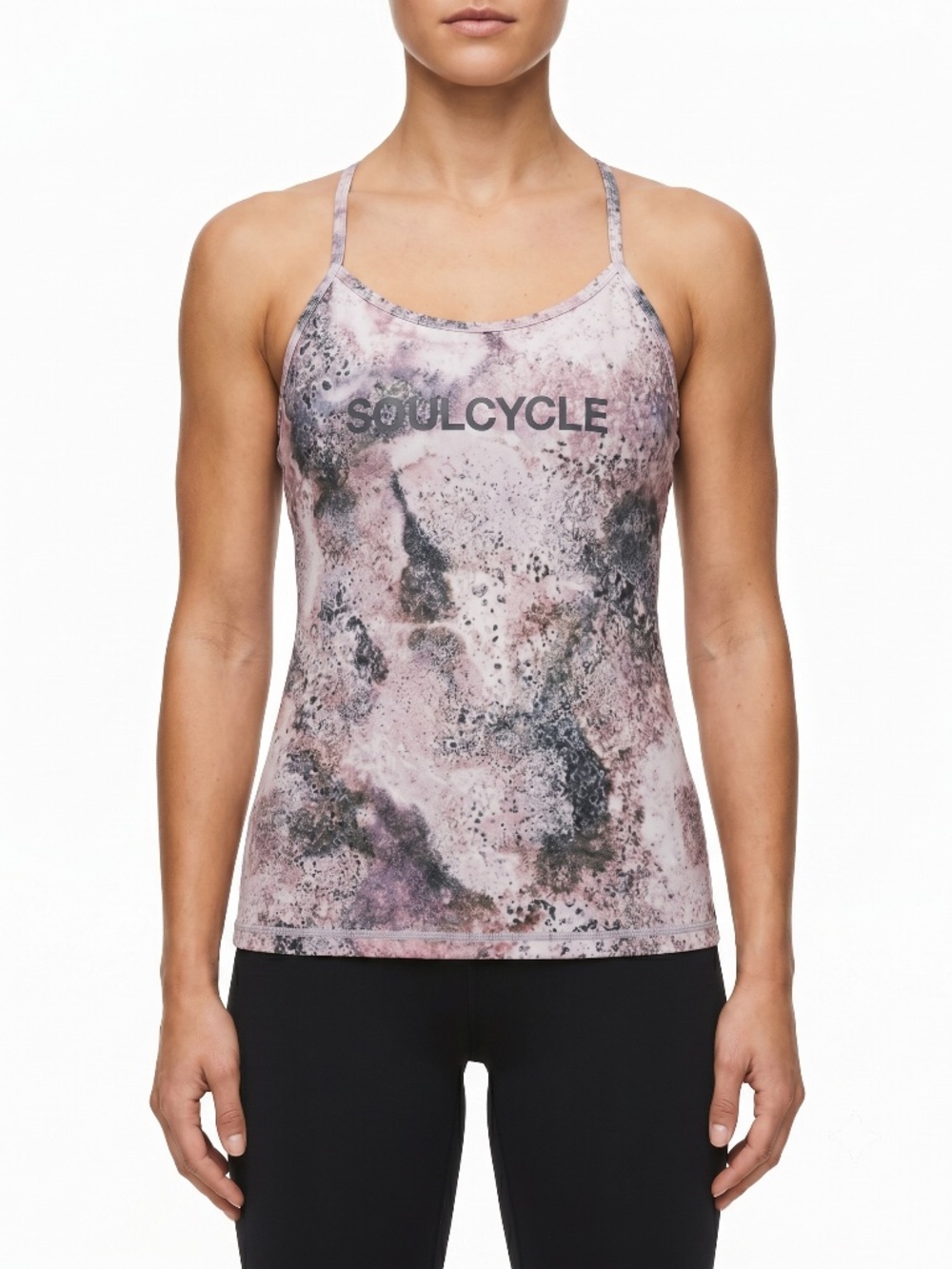 Lululemon SoulCycle Strappy Tank Top Built-In Shelf Bra Abstract Print Size 10